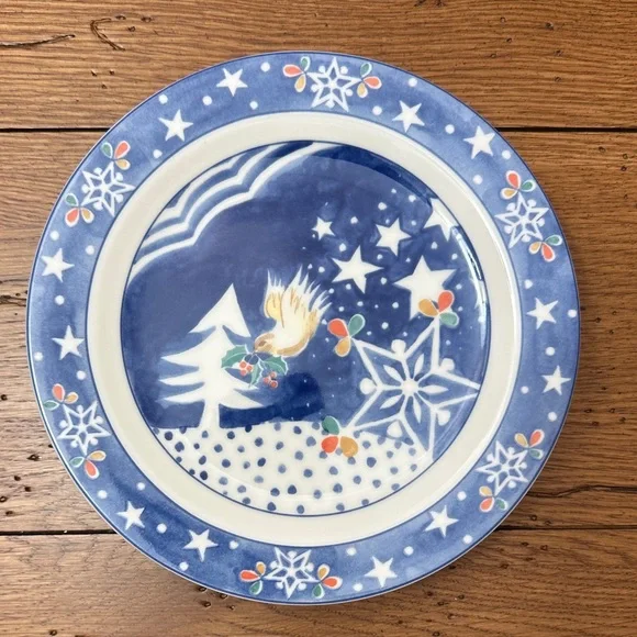 Epoch by Noritake Mr Snowman Blue and White Holiday Plate Set - Picture 7 of 10